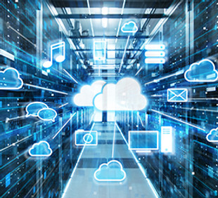 IT-Infrastruktur und Cloud-Symbole